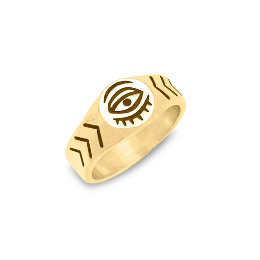 Evil Eye Signet Ring in 9ct Gold