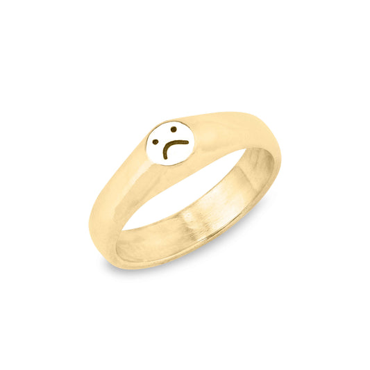 Sad Face Signet Ring in 9ct Gold :(