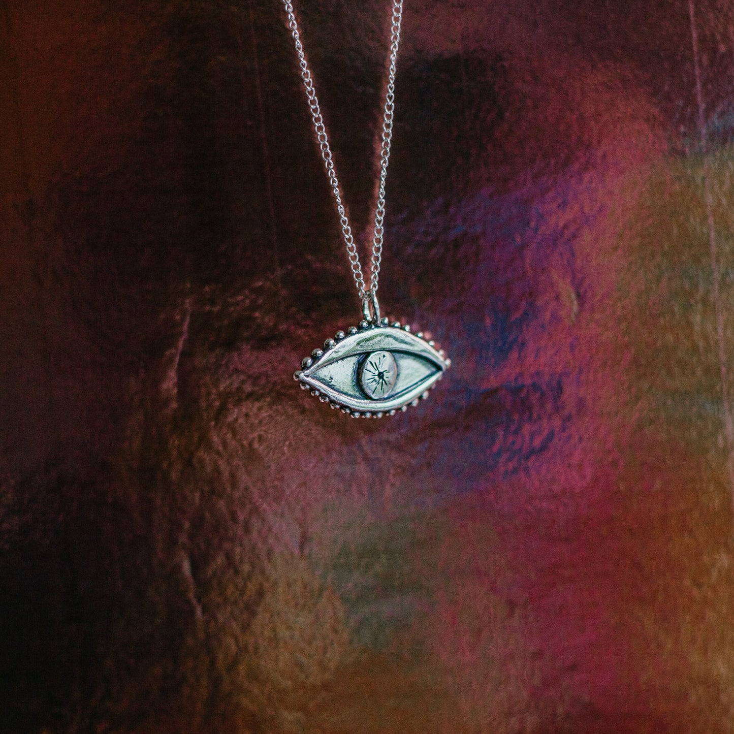 Large Silver Evil Eye Pendant