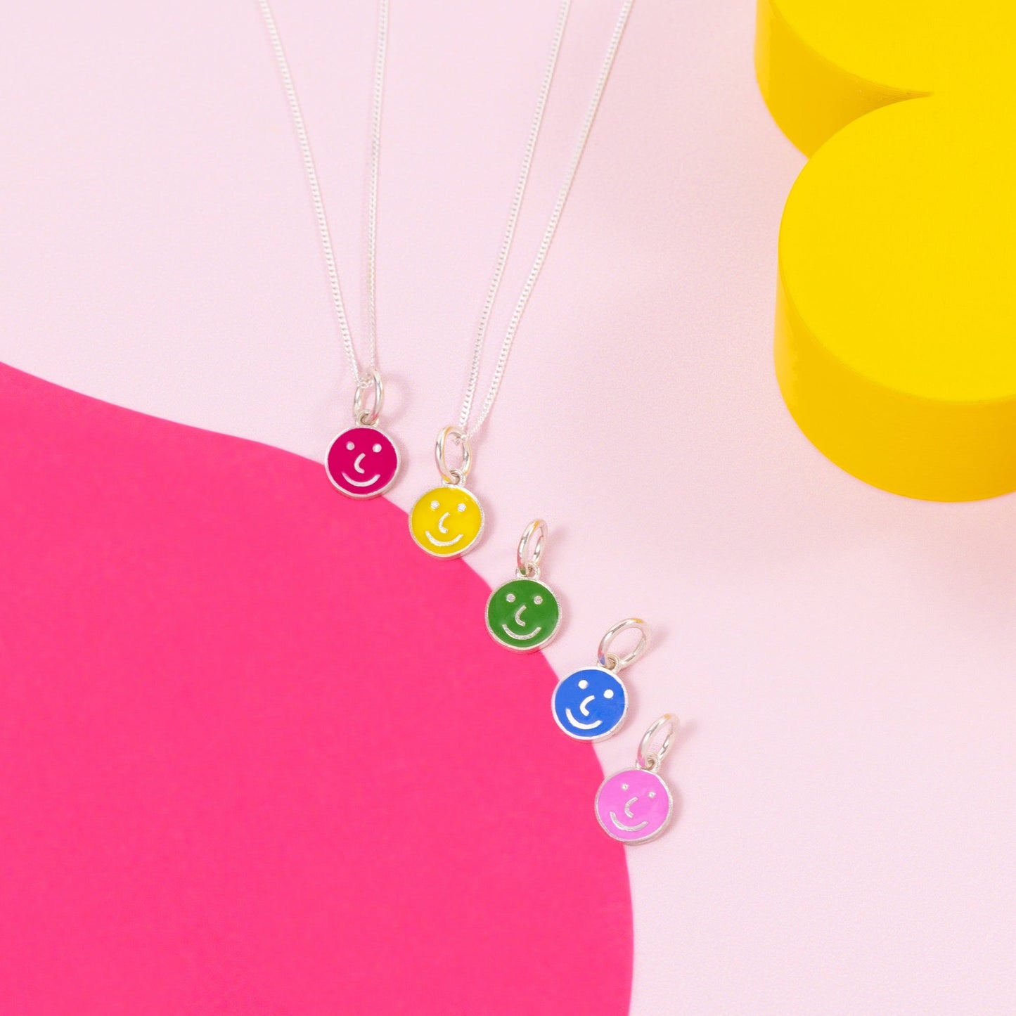 Colourful Smiley Face Pendant in 925 Silver