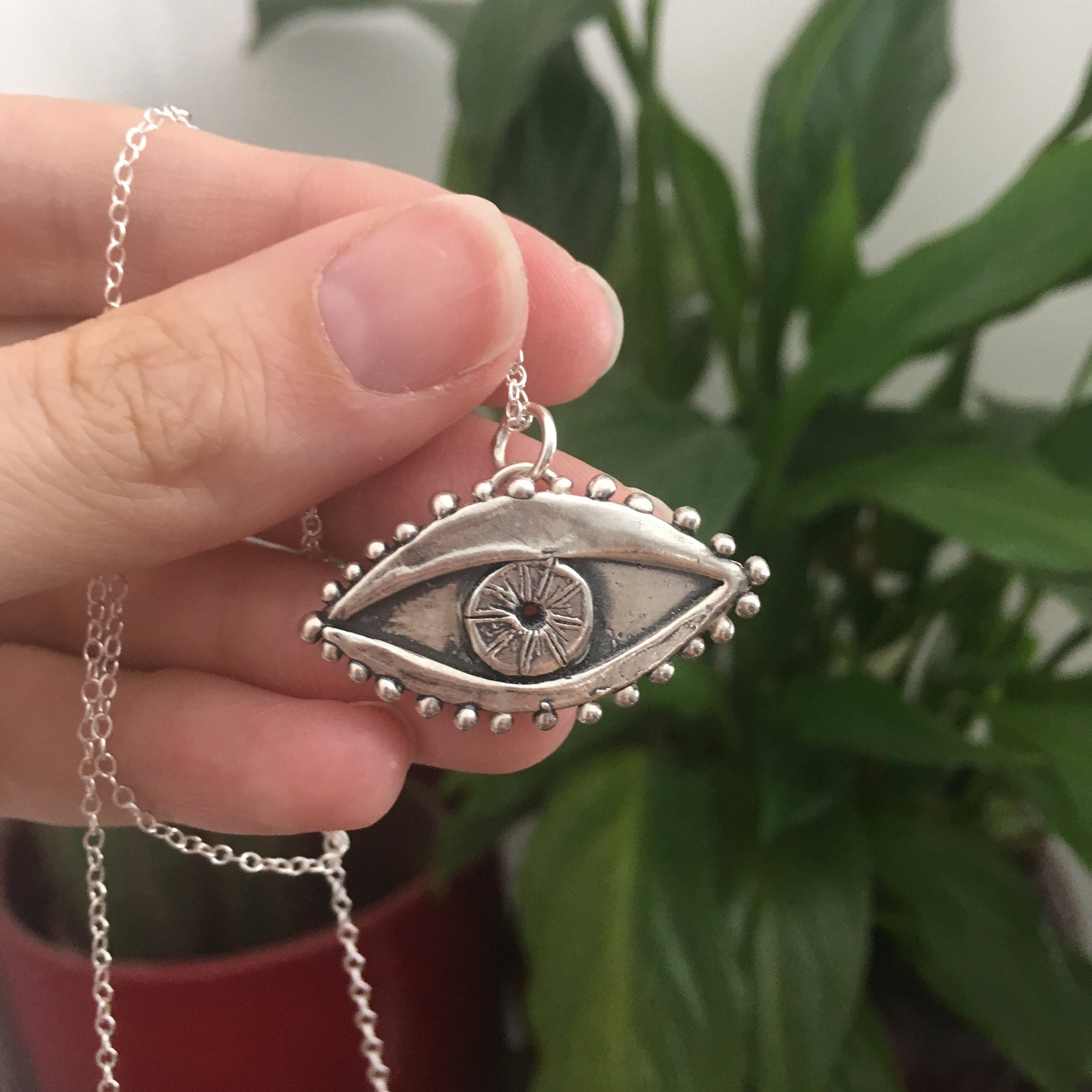 Large evil store eye pendant necklace