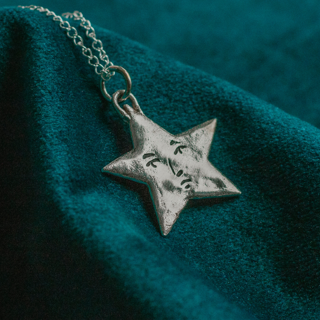 Star Face Pendant in Sterling Silver